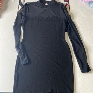 Forever 21 size medium black long sheer sleeve mini dress 33123